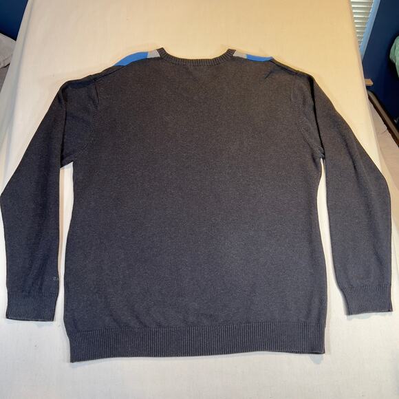 Gant Vintage Made in Hong Kong 100% Cotton Blue Argyle V-Neck Sweater Men's XXL - Picture 3 of 10